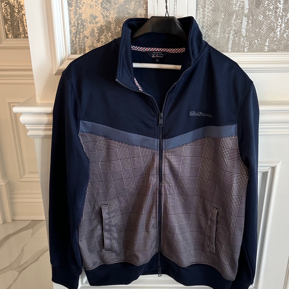 Ben Sherman Men’s Navy and Gray Checkered Jacket